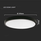 24W Plafon LED z mikrofalowym czujnikiem ruchu / Średnica: 295mm / Barwa:4000K / Klosz: Okrągły mleczny czarna ramka / IP44
