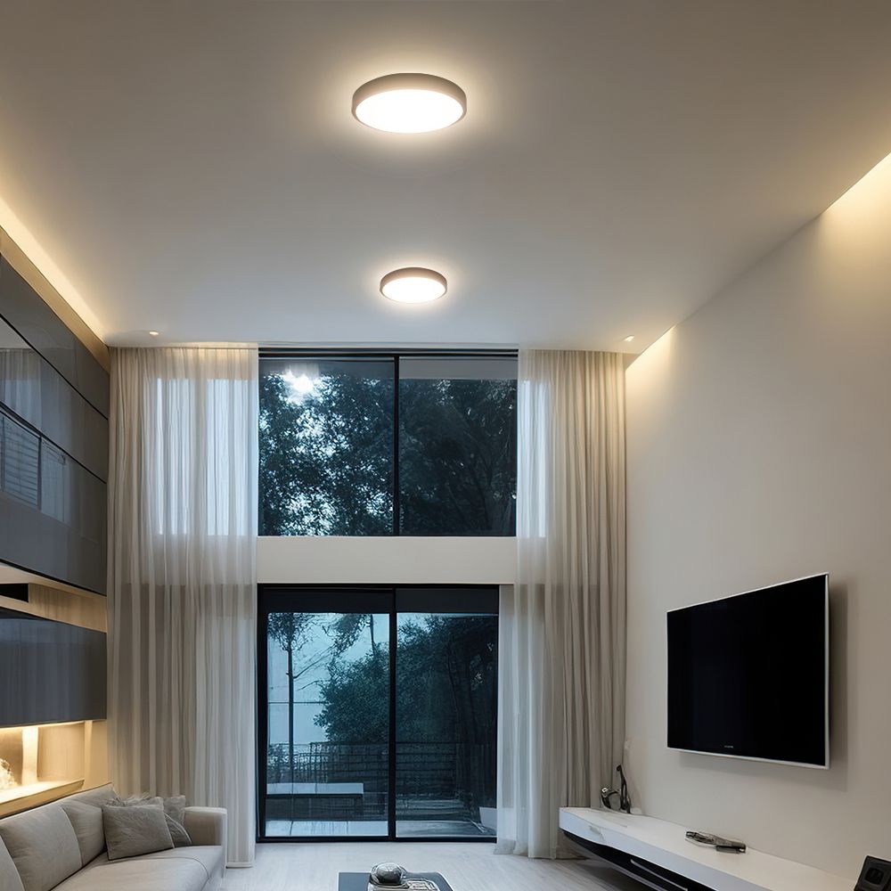 24W Plafon LED z mikrofalowym czujnikiem ruchu / SAMSUNG / Średnica: 295mm / Barwa:4000K / Klosz: Okrągły mleczny czarna ramka / IP44