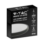 30W Plafon LED z mikrofalowym czujnikiem ruchu / Średnica: 420mm / Barwa:4000K / Klosz: Okrągły mleczny czarna ramka / IP44
