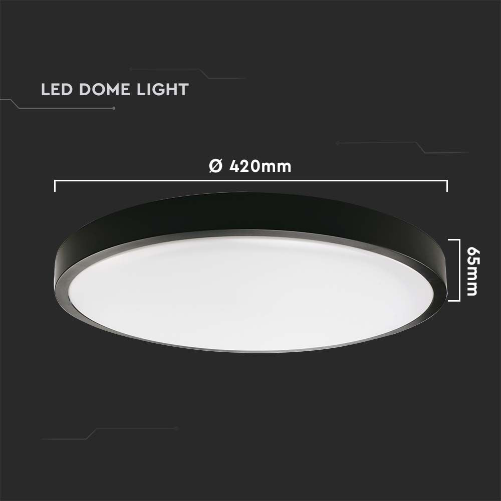 30W Plafon LED z mikrofalowym czujnikiem ruchu / Średnica: 420mm / Barwa:4000K / Klosz: Okrągły mleczny czarna ramka / IP44