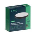 36W Plafon LED z mikrofalowym czujnikiem ruchu / Średnica: 350mm / Barwa:4000K / Klosz: Okrągły mleczny czarna ramka / IP44