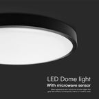 36W Plafon LED z mikrofalowym czujnikiem ruchu / Średnica: 350mm / Barwa:4000K / Klosz: Okrągły mleczny czarna ramka / IP44