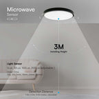 36W Plafon LED z mikrofalowym czujnikiem ruchu / Średnica: 350mm / Barwa:4000K / Klosz: Okrągły mleczny czarna ramka / IP44