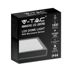 18W Plafon LED z mikrofalowym czujnikiem ruchu / Średnica: 225mm / Barwa:4000K / Klosz: Kwadratowy mleczny czarna ramka / IP44