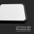 18W Plafon LED z mikrofalowym czujnikiem ruchu / SAMSUNG / Średnica: 225mm / Barwa:4000K / Klosz: Kwadratowy mleczny czarna ramka / IP44