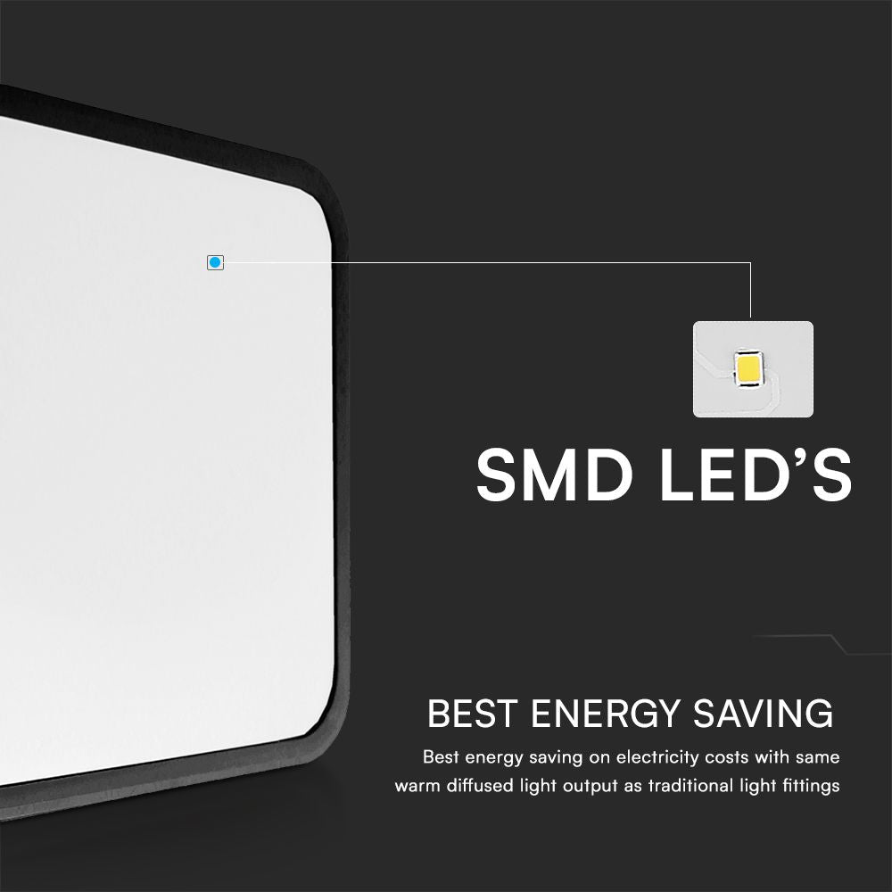 18W Plafon LED z mikrofalowym czujnikiem ruchu / SAMSUNG / Średnica: 225mm / Barwa:4000K / Klosz: Kwadratowy mleczny czarna ramka / IP44