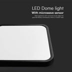 18W Plafon LED z mikrofalowym czujnikiem ruchu / Średnica: 225mm / Barwa:4000K / Klosz: Kwadratowy mleczny czarna ramka / IP44