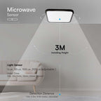 18W Plafon LED z mikrofalowym czujnikiem ruchu / Średnica: 225mm / Barwa:4000K / Klosz: Kwadratowy mleczny czarna ramka / IP44