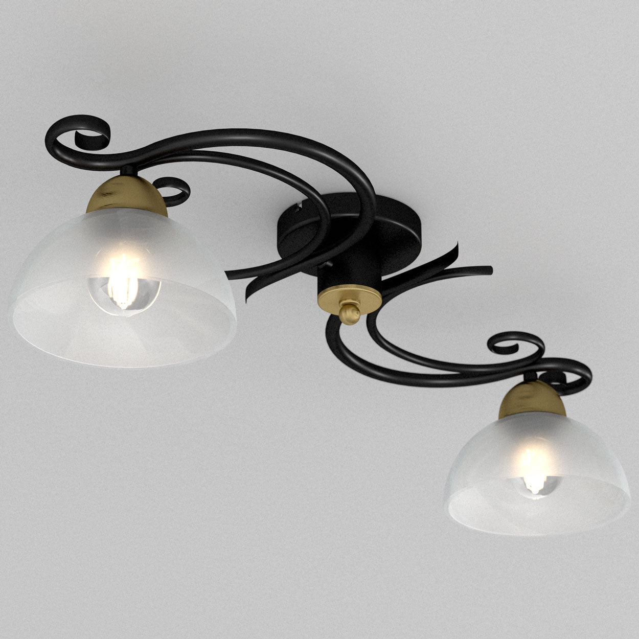 plafon Aurora black/brass 2xE27