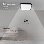 36W Plafon LED z mikrofalowym czujnikiem ruchu / SAMSUNG / Średnica: 350mm / Barwa:4000K / Klosz: Kwadratowy mleczny czarna ramka / IP44