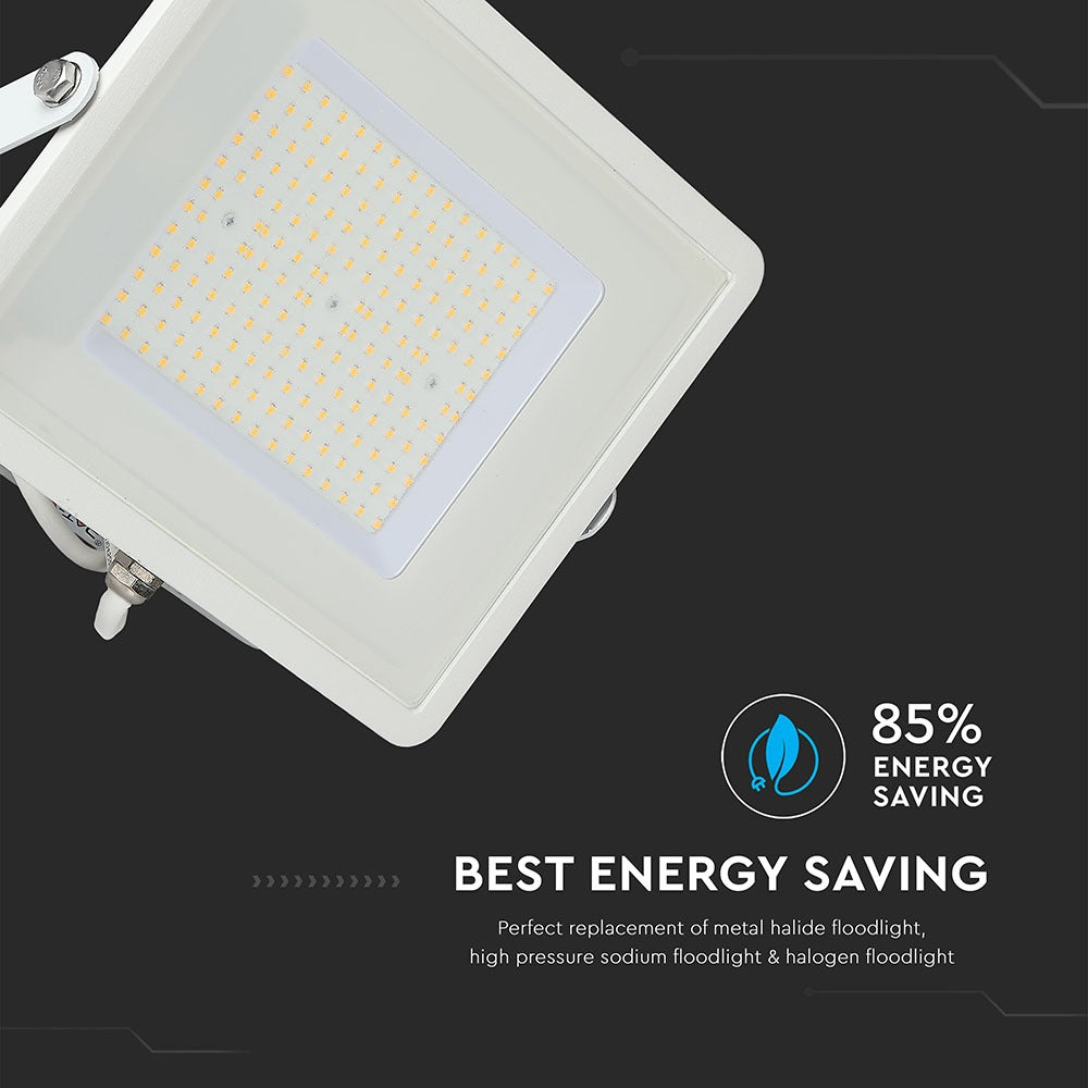 100W Naświetlacz LED SMD / Chip SAMSUNG / Barwa:6400K / Obudowa: Biała / Wydajność: 120lm/w