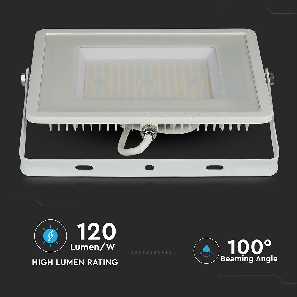100W Naświetlacz LED SMD / Chip SAMSUNG / Barwa:4000K / Obudowa: Biała / Wydajność: 120lm/w