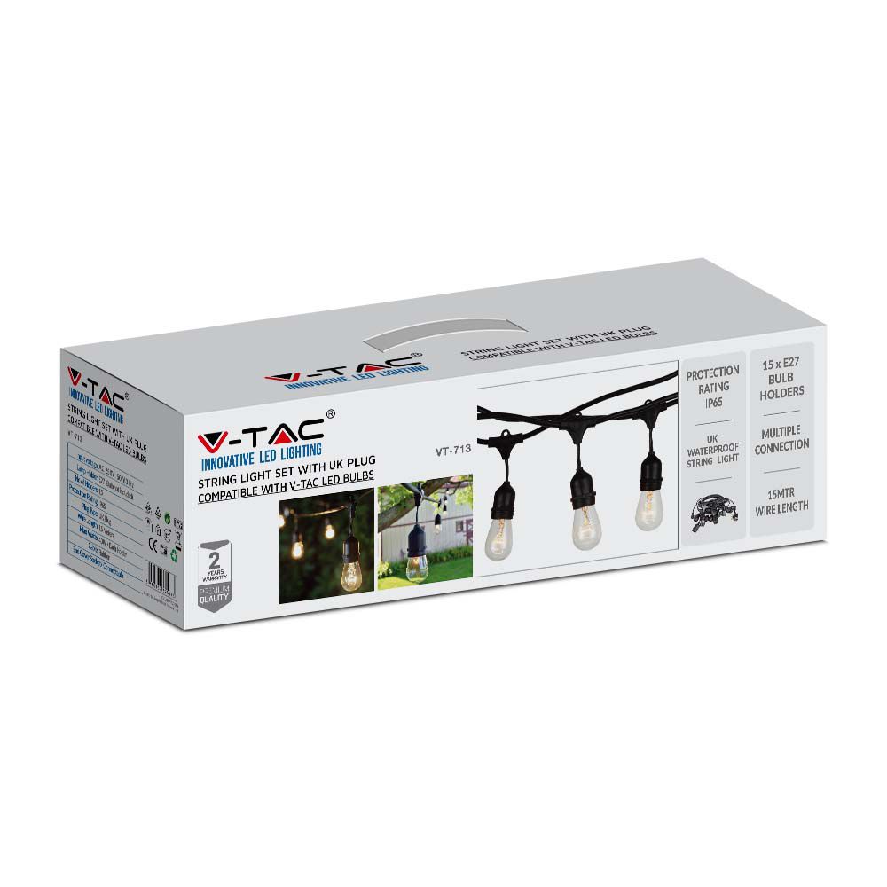 Girlanda 15m / Trzonek: 15xE27 / Czarna / Wtyczka: UK