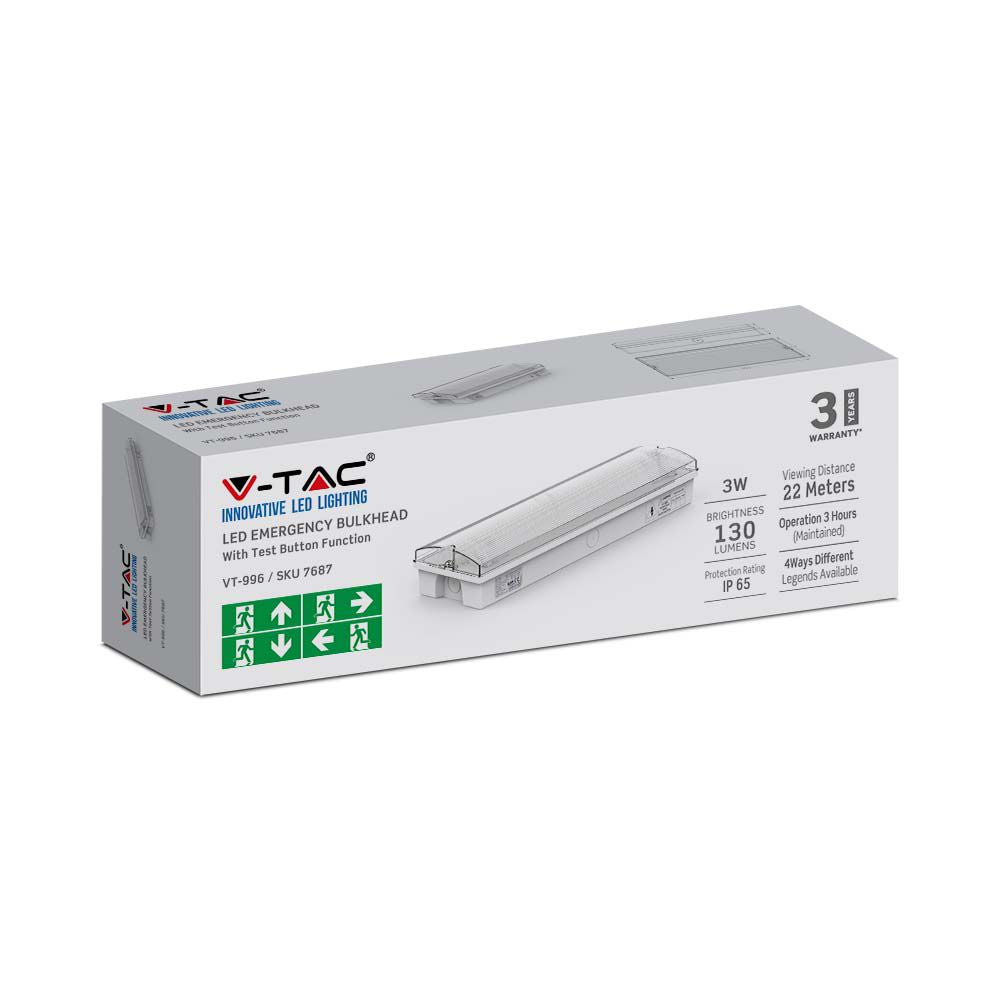 3W Oprawa Awaryjna LED przycisk TEST / Barwa:6400K