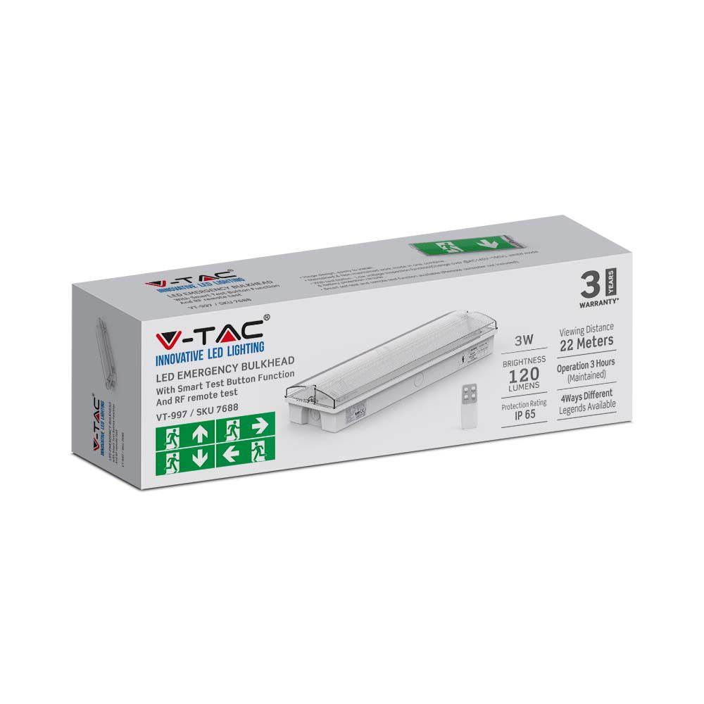 3W Oprawa Awaryjna LED przycisk TEST Sterowanie RF / Barwa:6400K
