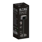 2W Lampka nocna LED zasilana bateryjnie / Ściemnianie przez dotyk / Barwa: 3000K / Obudowa: Czarna