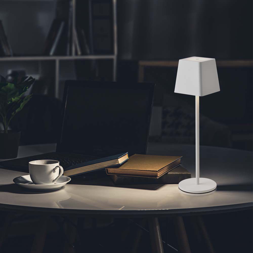 2W Lampka nocna LED zasilana bateryjnie / Ściemnianie przez dotyk / Barwa: 3000K / Obudowa: Biała