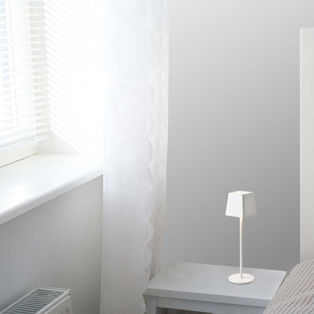 2W Lampka nocna LED zasilana bateryjnie / Ściemnianie przez dotyk / Barwa: 3000K / Obudowa: Biała