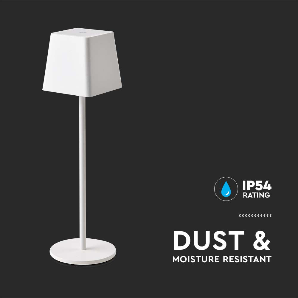 2W Lampka nocna LED zasilana bateryjnie / Ściemnianie przez dotyk / Barwa: 3000K / Obudowa: Biała