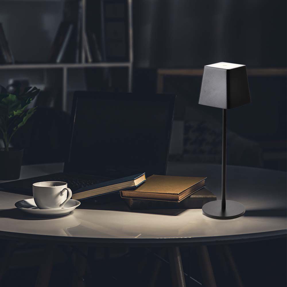 2W Lampka nocna LED zasilana bateryjnie / Ściemnianie przez dotyk / Barwa: 3000K / Obudowa: Czarna