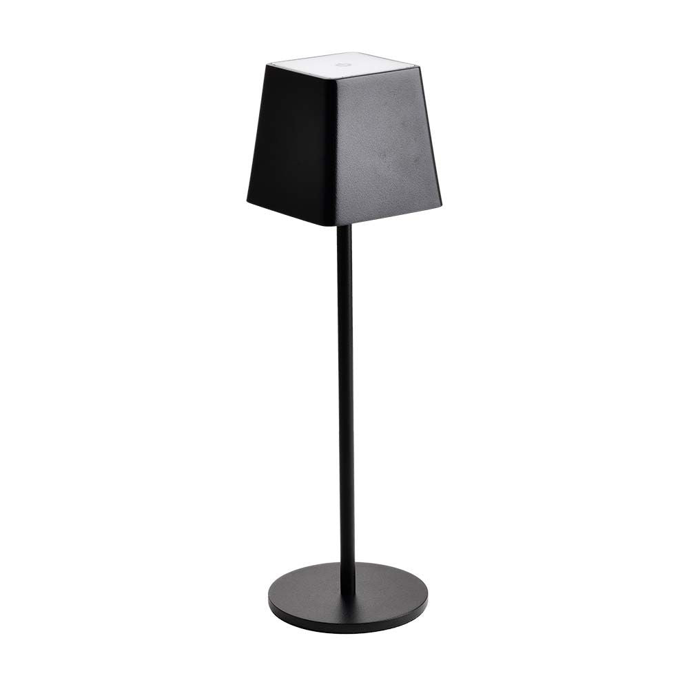 2W Lampka nocna LED zasilana bateryjnie / Ściemnianie przez dotyk / Barwa: 3000K / Obudowa: Czarna
