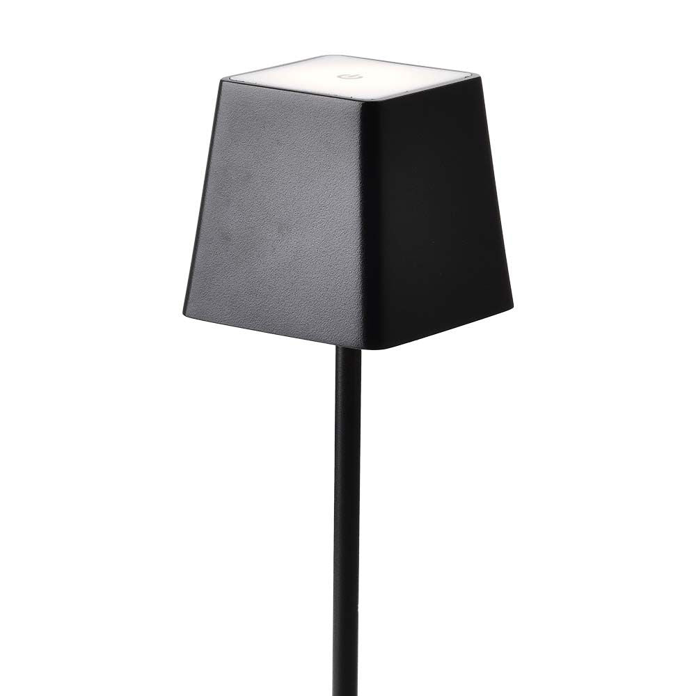 2W Lampka nocna LED zasilana bateryjnie / Ściemnianie przez dotyk / Barwa: 3000K / Obudowa: Czarna