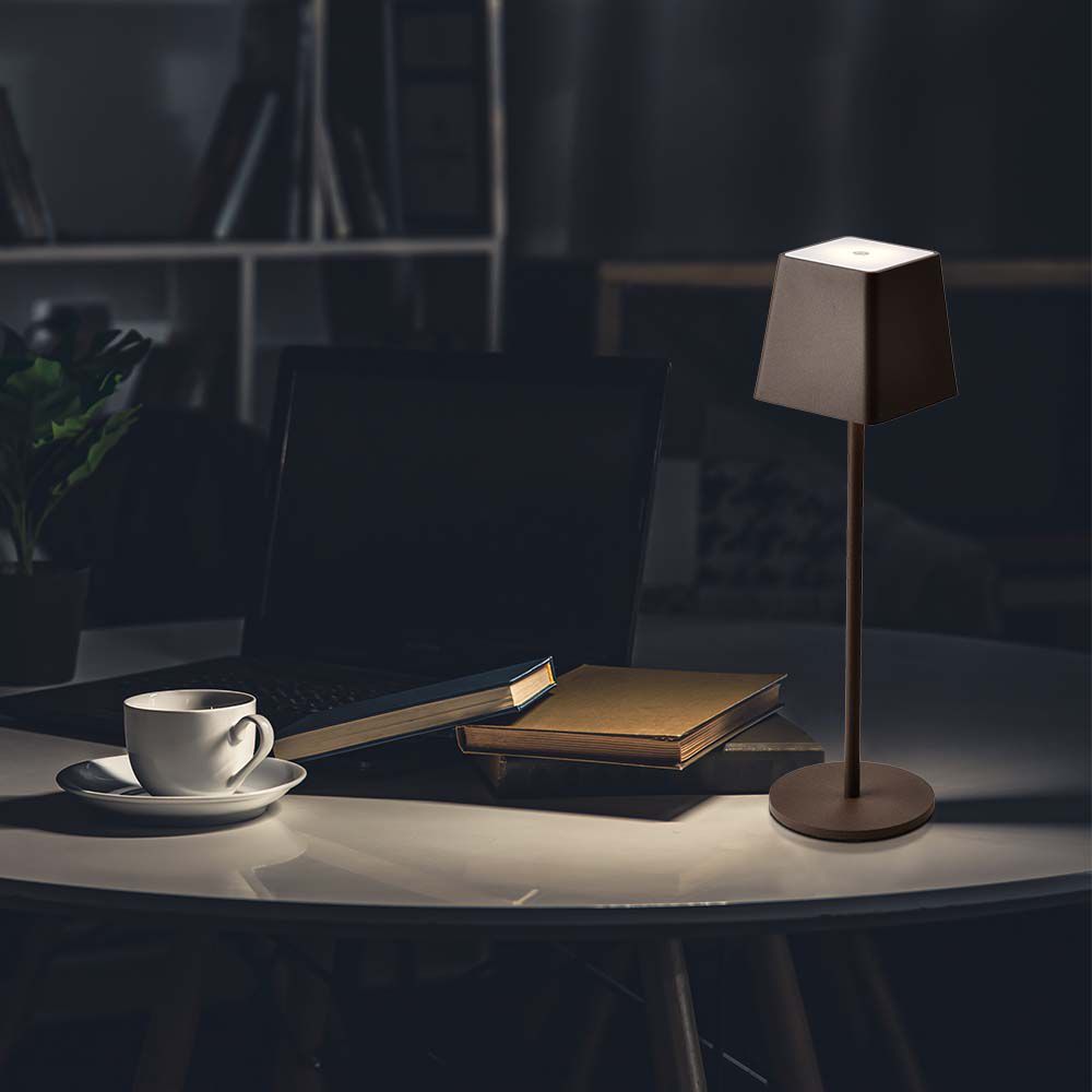 2W Lampka nocna LED zasilana bateryjnie / Ściemnianie przez dotyk / Barwa: 3000K / Obudowa: Brązowy