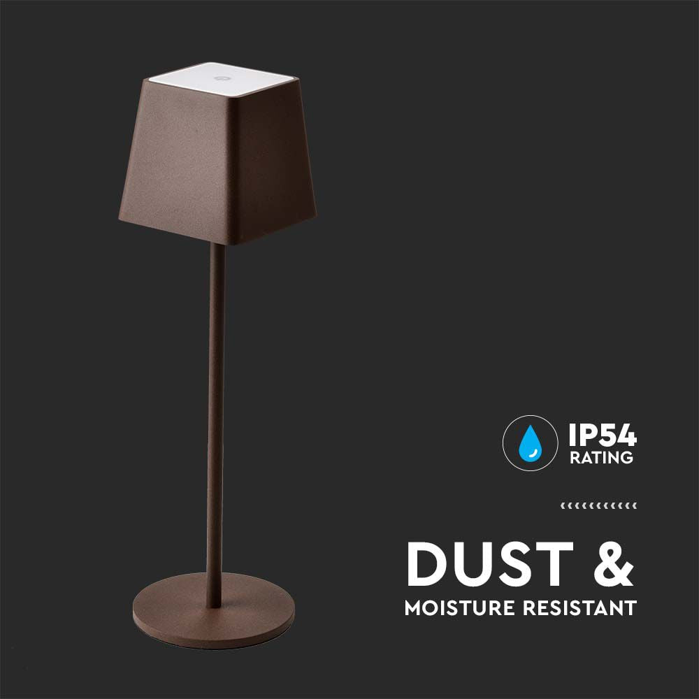 2W Lampka nocna LED zasilana bateryjnie / Ściemnianie przez dotyk / Barwa: 3000K / Obudowa: Brązowy