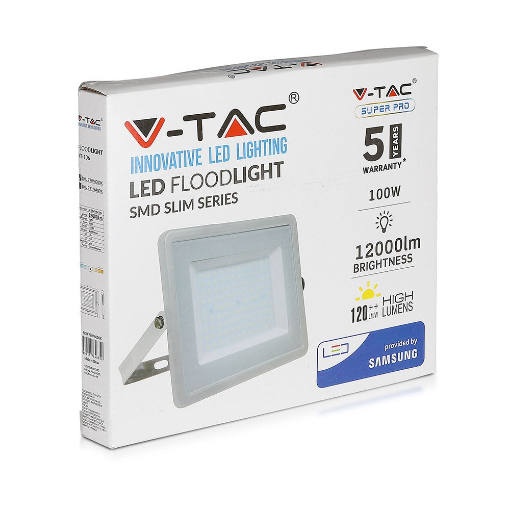 100W Naświetlacz LED SMD / Chip SAMSUNG / Barwa:4000K / Obudowa: Szara / Wydajność: 120lm/w