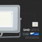 100W Naświetlacz LED SMD / Chip SAMSUNG / Barwa:6400K / Obudowa: Szara / Wydajność: 120lm/w