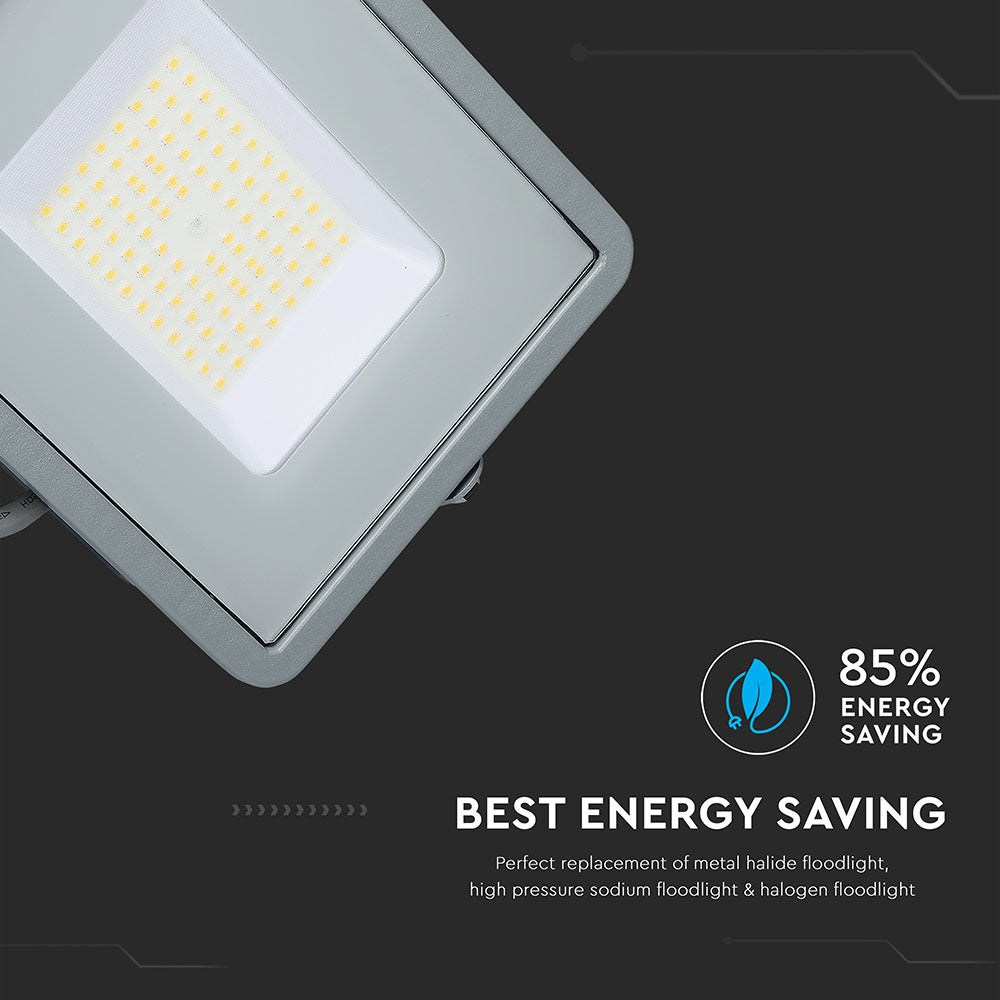 100W Naświetlacz LED SMD / Chip SAMSUNG / Barwa:6400K / Obudowa: Szara / Wydajność: 120lm/w
