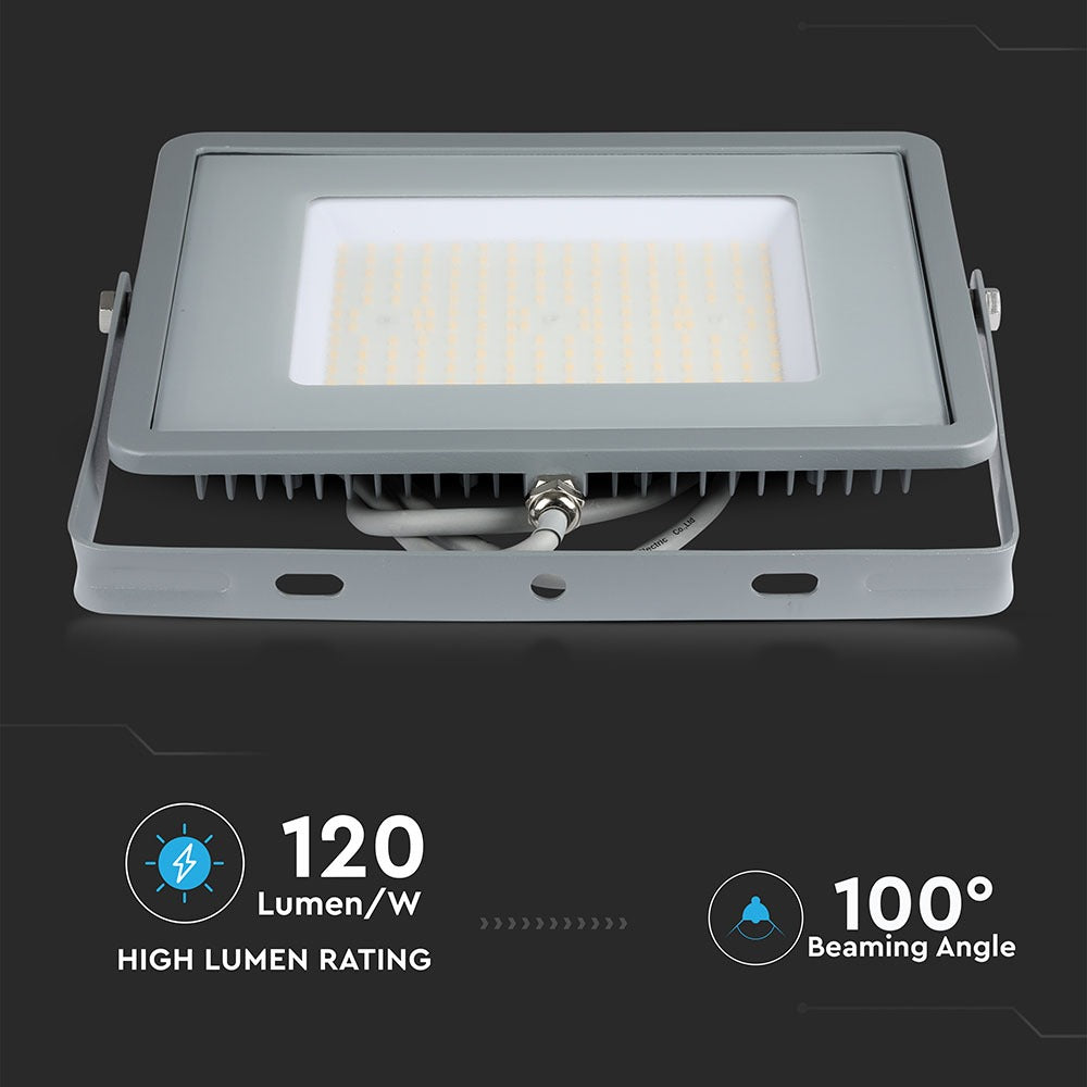 100W Naświetlacz LED SMD / Chip SAMSUNG / Barwa:4000K / Obudowa: Szara / Wydajność: 120lm/w