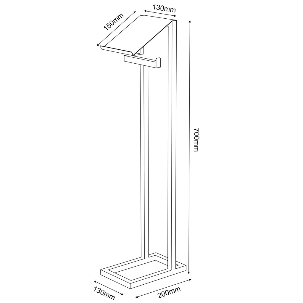 floor stand with toilet paper dispenser and tray, black