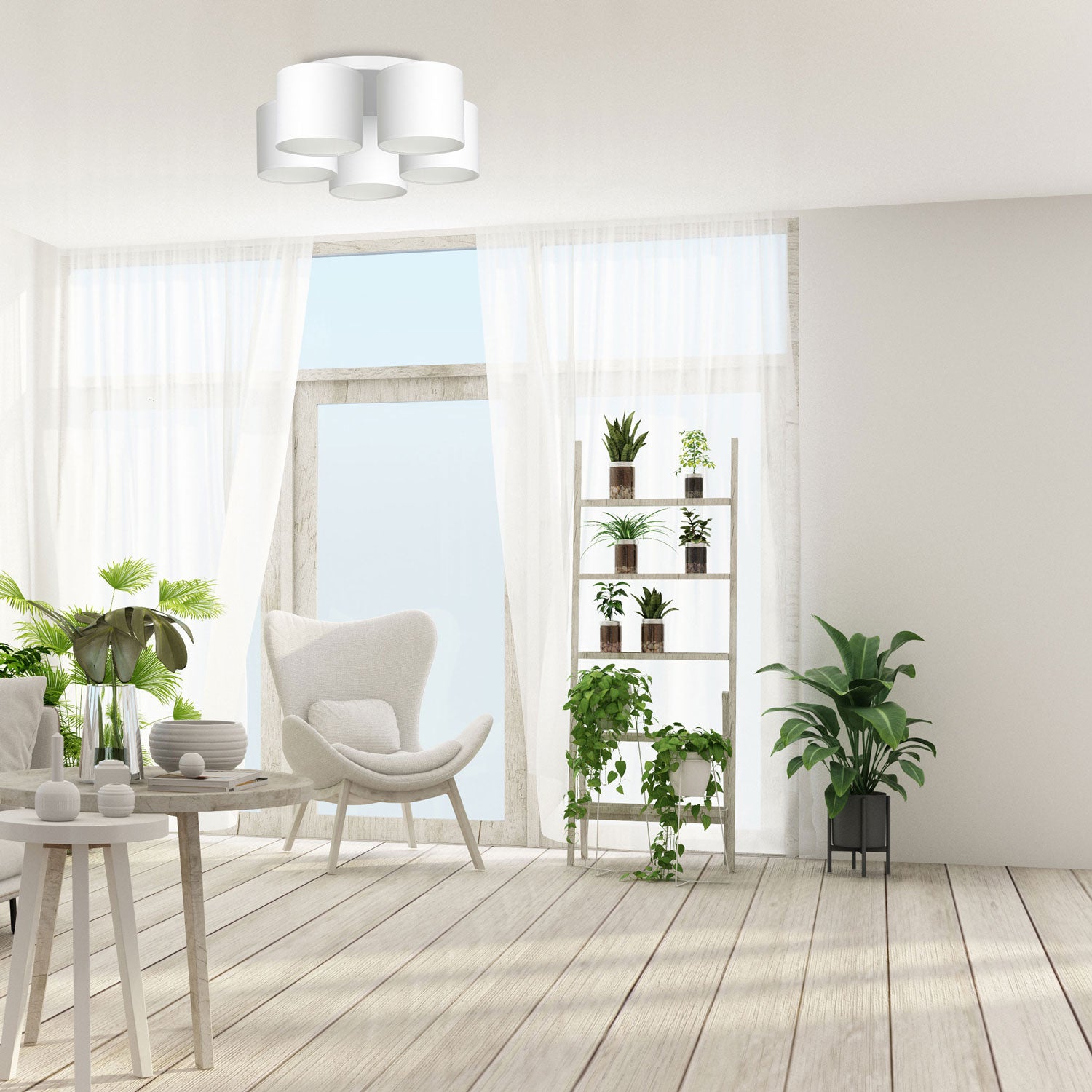 plafon Arden white, cylinder shade white 5xE27