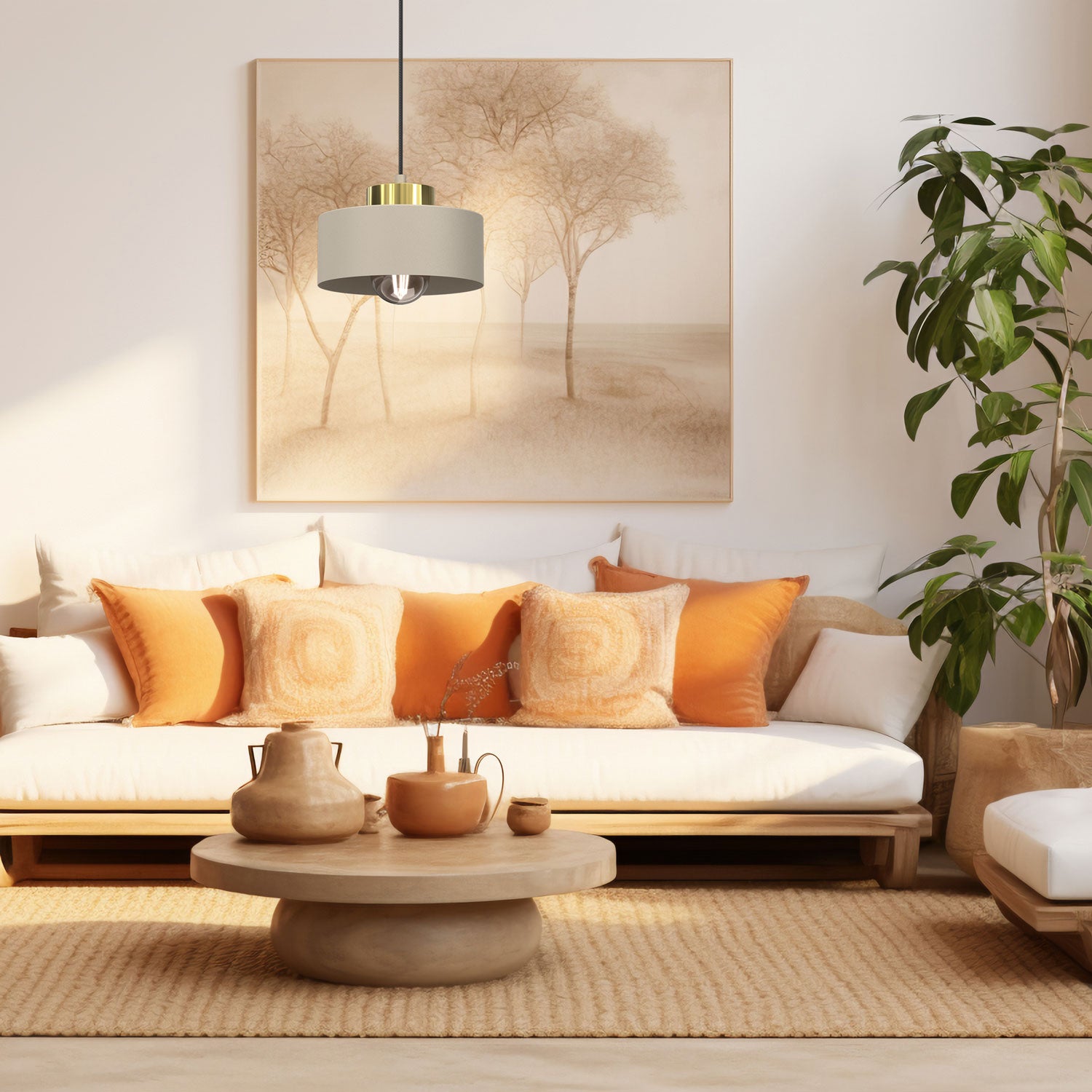 żyrandol Marti beige/gold 1xE27