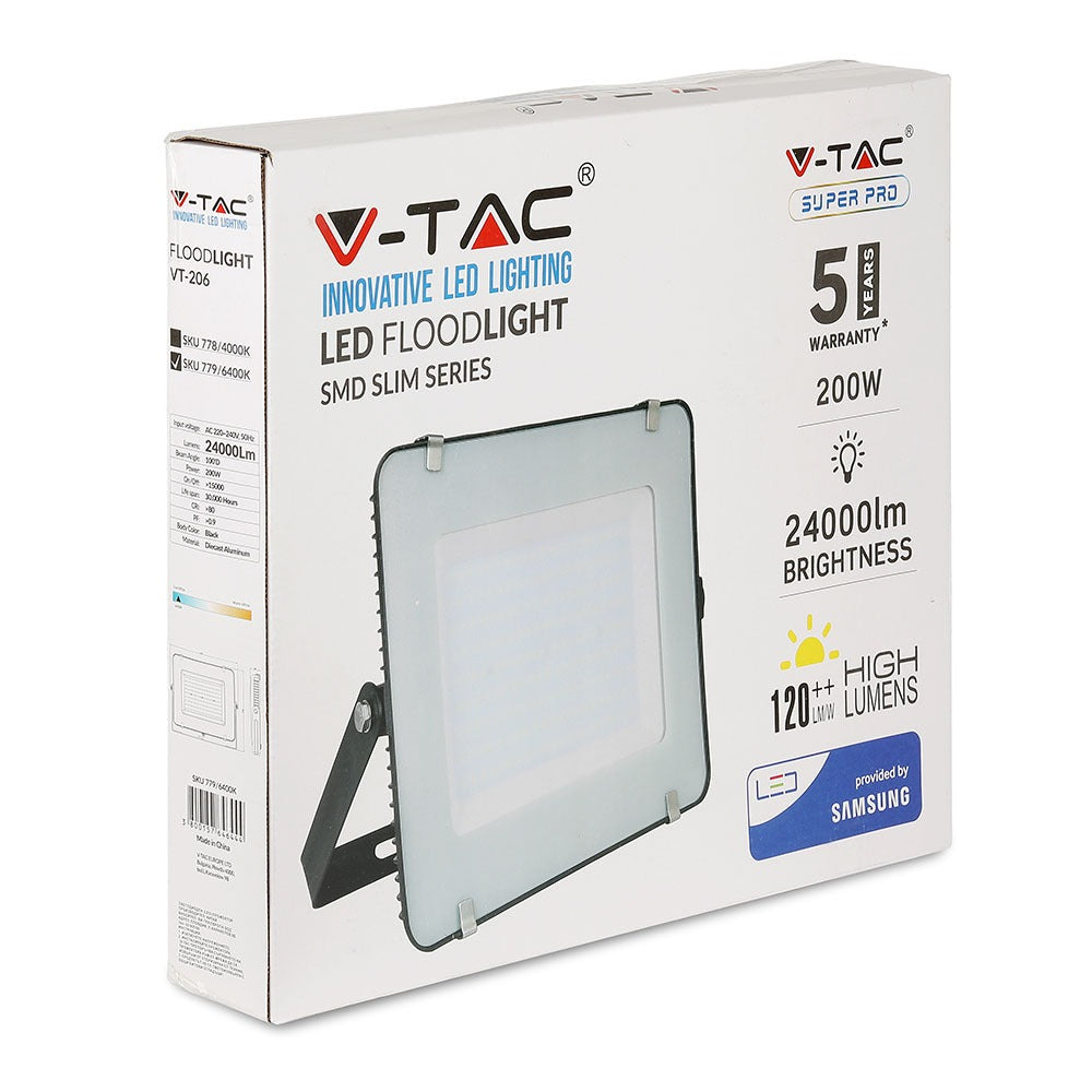200W Naświetlacz LED SMD / Chip SAMSUNG / Barwa:4000K / Obudowa: Czarna / Wydajność: 120lm/w
