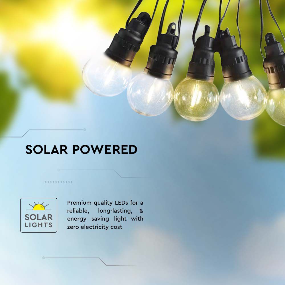 0.5W Girlanda solarna 10xŻarówka / Sterowanie: Pilot / Długość: 12 mb / Barwa:3000K / IP44