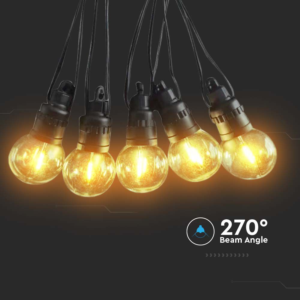 0.5W Girlanda solarna 10xŻarówka / Sterowanie: Pilot / Długość: 12 mb / Barwa:3000K / IP44