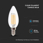 5.5W C35 Żarówka LED Filament / Klosz Transparentny / Barwa:4000K / Trzonek:E14