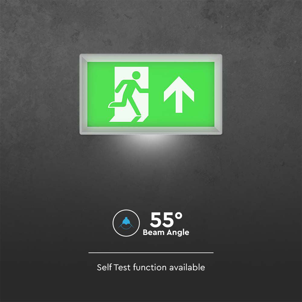 SELF TEST-LED EMERGENCY EXIT BOX 6500K WITH ARROW UP LEGEND