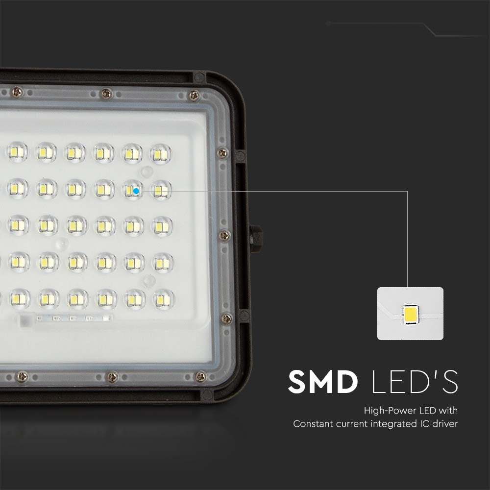 6W Solarny naświetlacz LED z czujnikiem zmierzchu / Panel z przewodem: 3m / Pilot / Bateria 5000mAh/ Barwa:6400K / Obudowa: Czarna