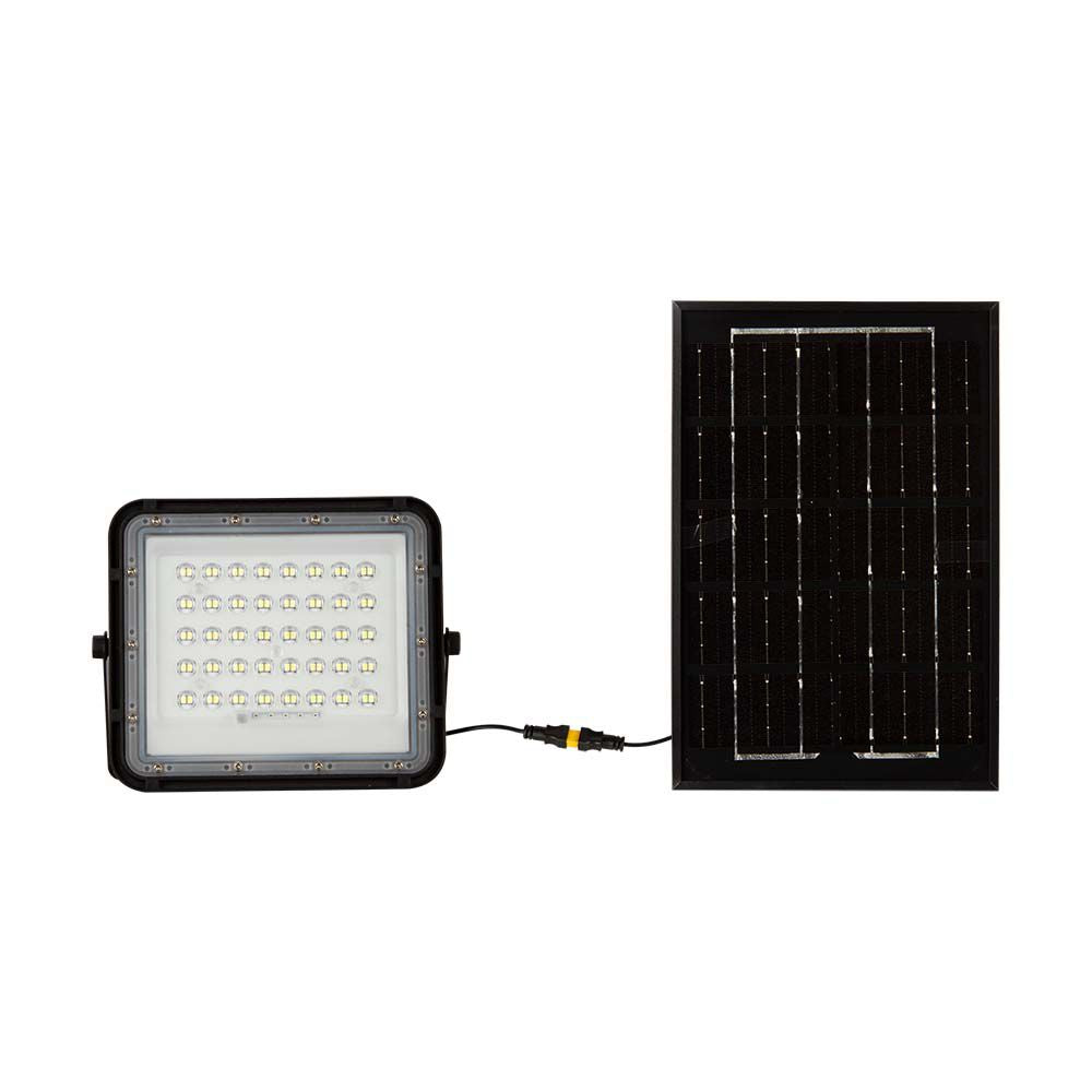 6W Solarny naświetlacz LED z czujnikiem zmierzchu / Panel z przewodem: 3m / Pilot / Bateria 5000mAh/ Barwa:4000K / Obudowa: Czarna