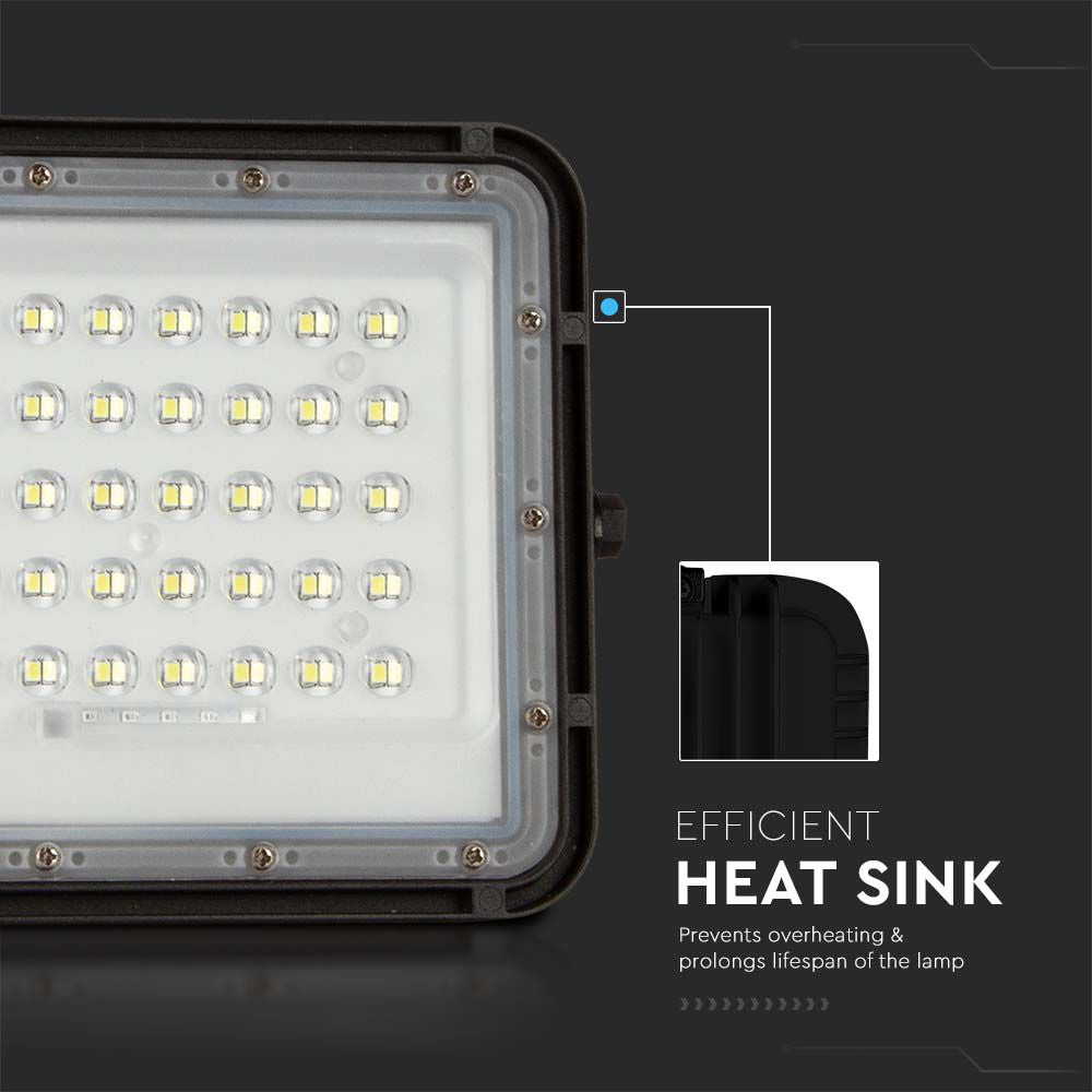 10W Solarny naświetlacz LED z czujnikiem zmierzchu / Panel z przewodem: 3m / Pilot / Bateria 6000mAh/ Barwa:6400K / Obudowa: Czarna