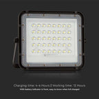 10W Solarny naświetlacz LED z czujnikiem zmierzchu / Panel z przewodem: 3m / Pilot / Bateria 6000mAh/ Barwa:6400K / Obudowa: Czarna