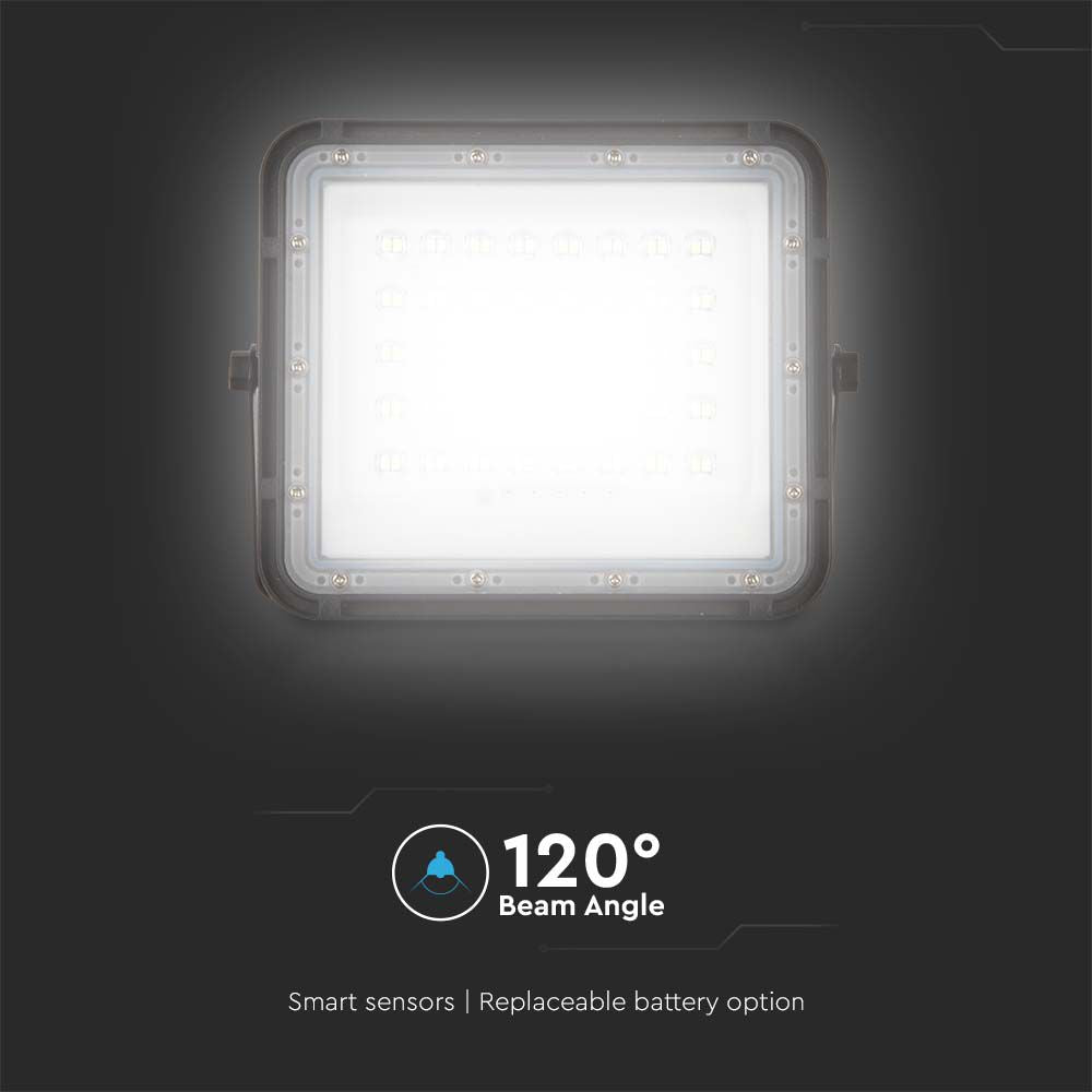 10W Solarny naświetlacz LED z czujnikiem zmierzchu / Panel z przewodem: 3m / Pilot / Bateria 6000mAh/ Barwa:4000K / Obudowa: Czarna