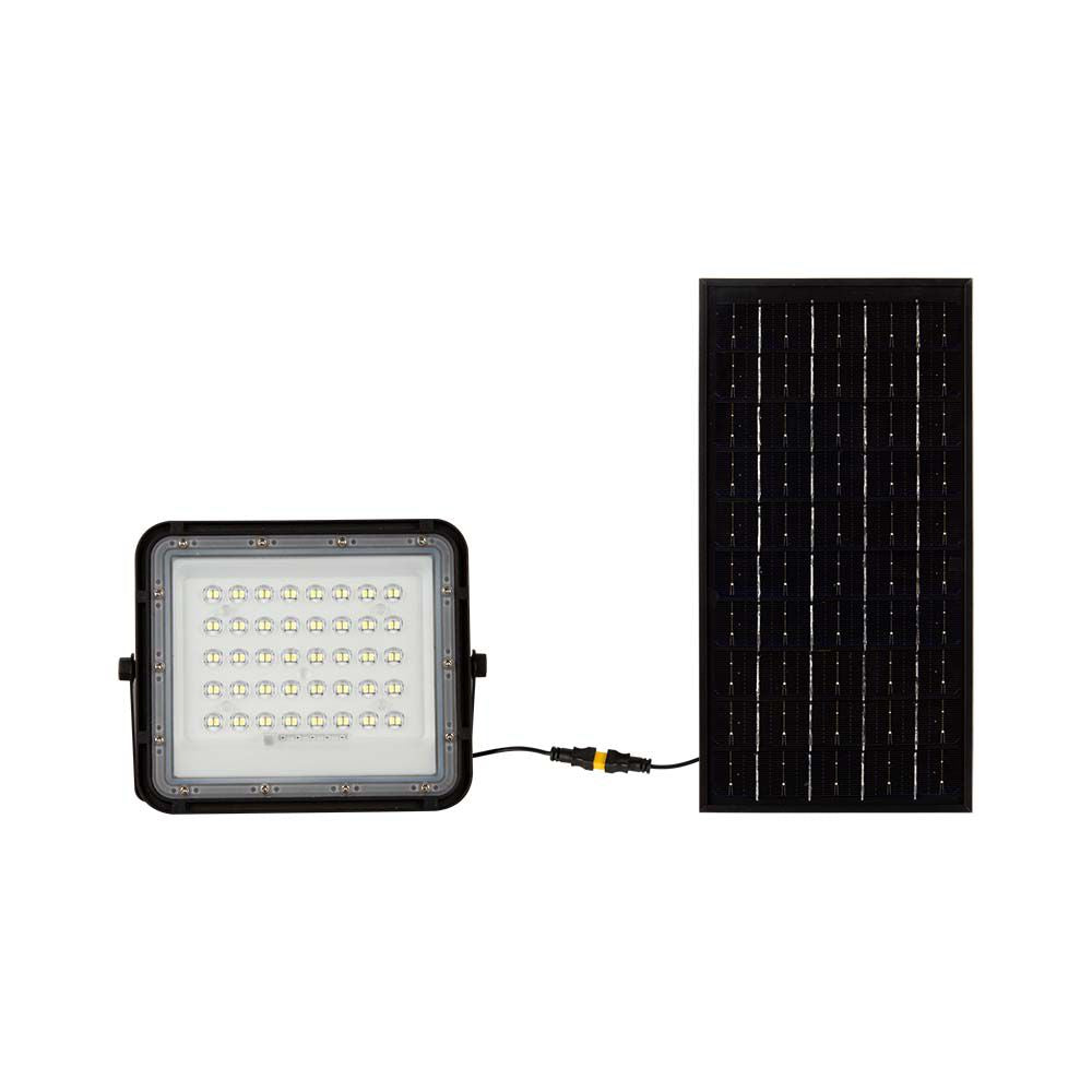 10W Solarny naświetlacz LED z czujnikiem zmierzchu / Panel z przewodem: 3m / Pilot / Bateria 6000mAh/ Barwa:4000K / Obudowa: Czarna