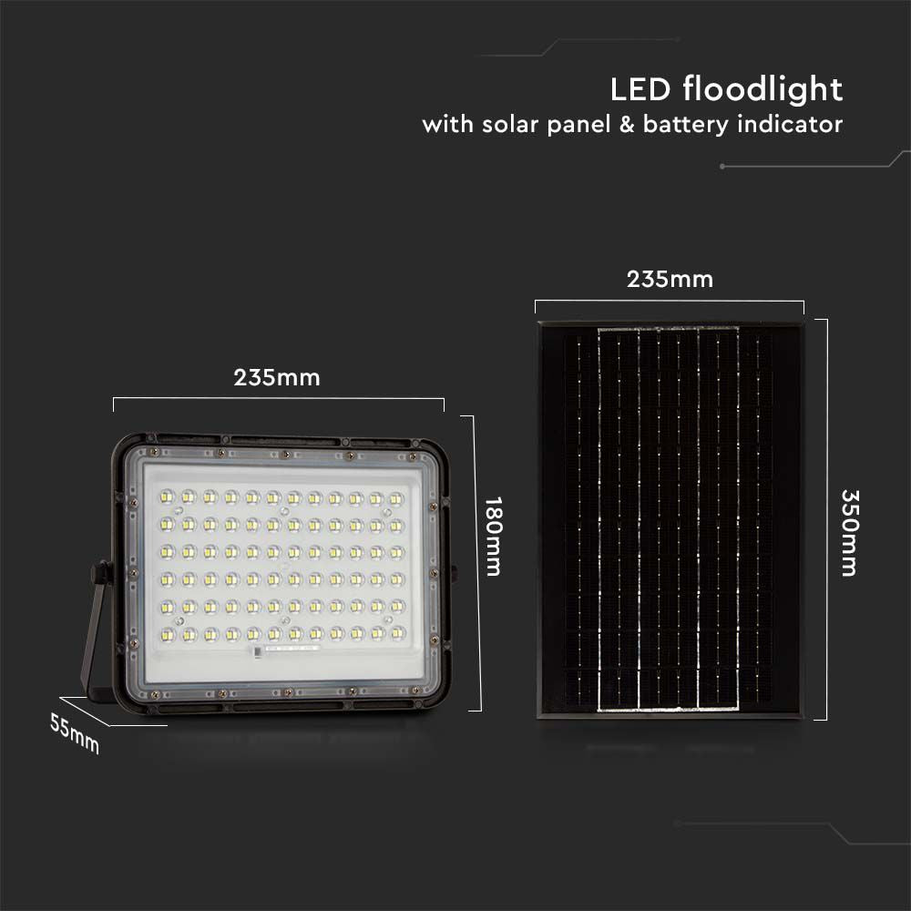 15W Solarny naświetlacz LED z czujnikiem zmierzchu / Panel z przewodem: 3m / Pilot / Bateria 12000mAh/ Barwa:4000K / Obudowa: Czarna