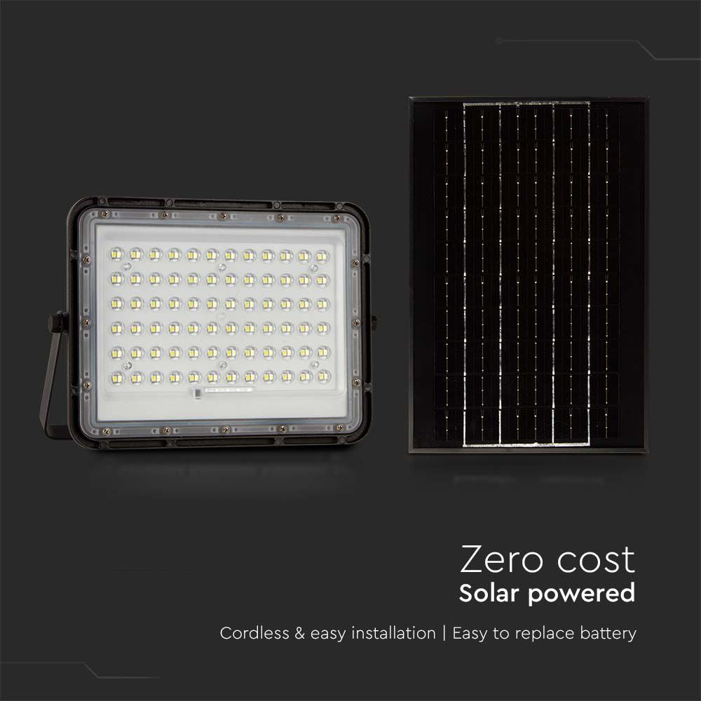 15W Solarny naświetlacz LED z czujnikiem zmierzchu / Panel z przewodem: 3m / Pilot / Bateria 12000mAh/ Barwa:4000K / Obudowa: Czarna
