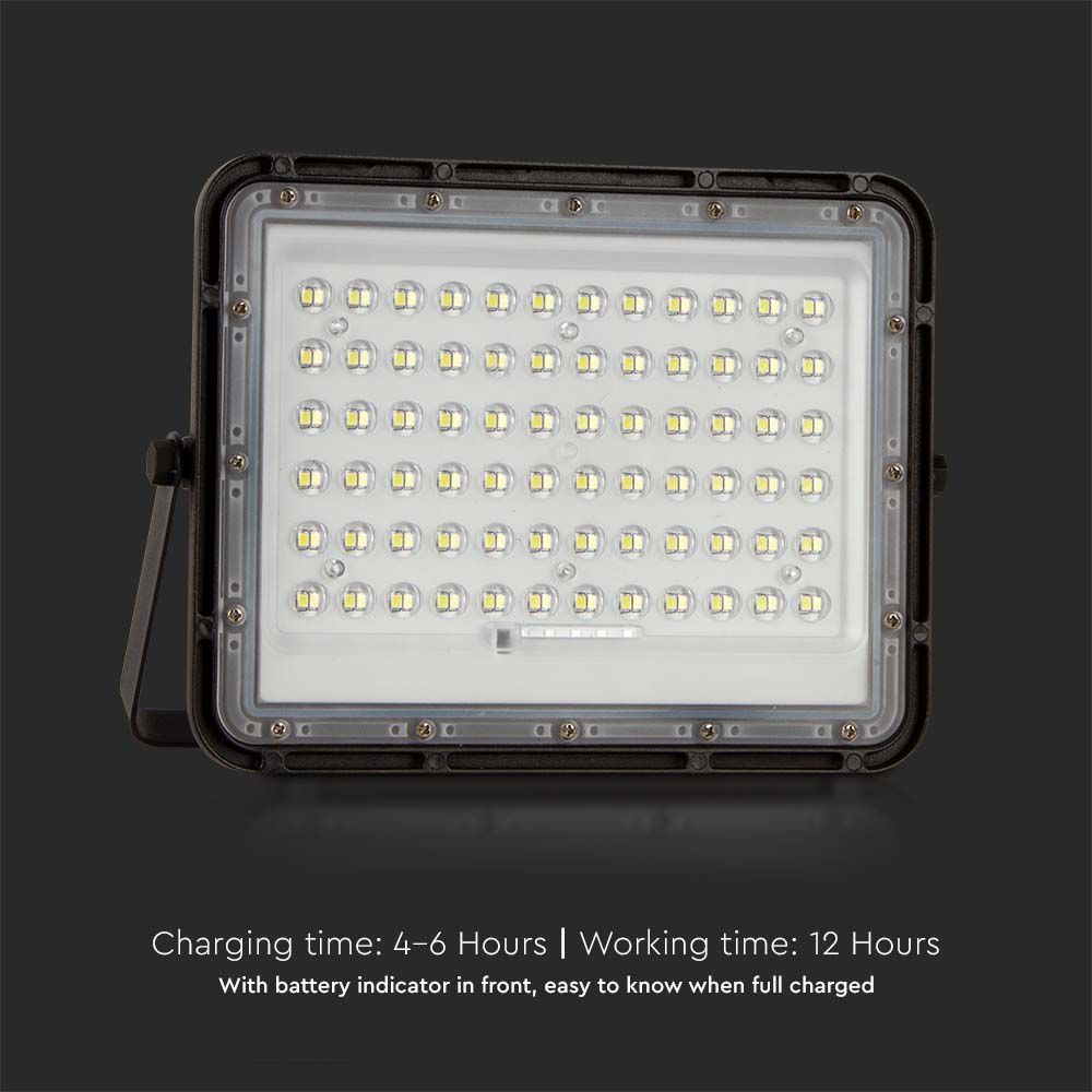 15W Solarny naświetlacz LED z czujnikiem zmierzchu / Panel z przewodem: 3m / Pilot / Bateria 12000mAh/ Barwa:6400K / Obudowa: Czarna
