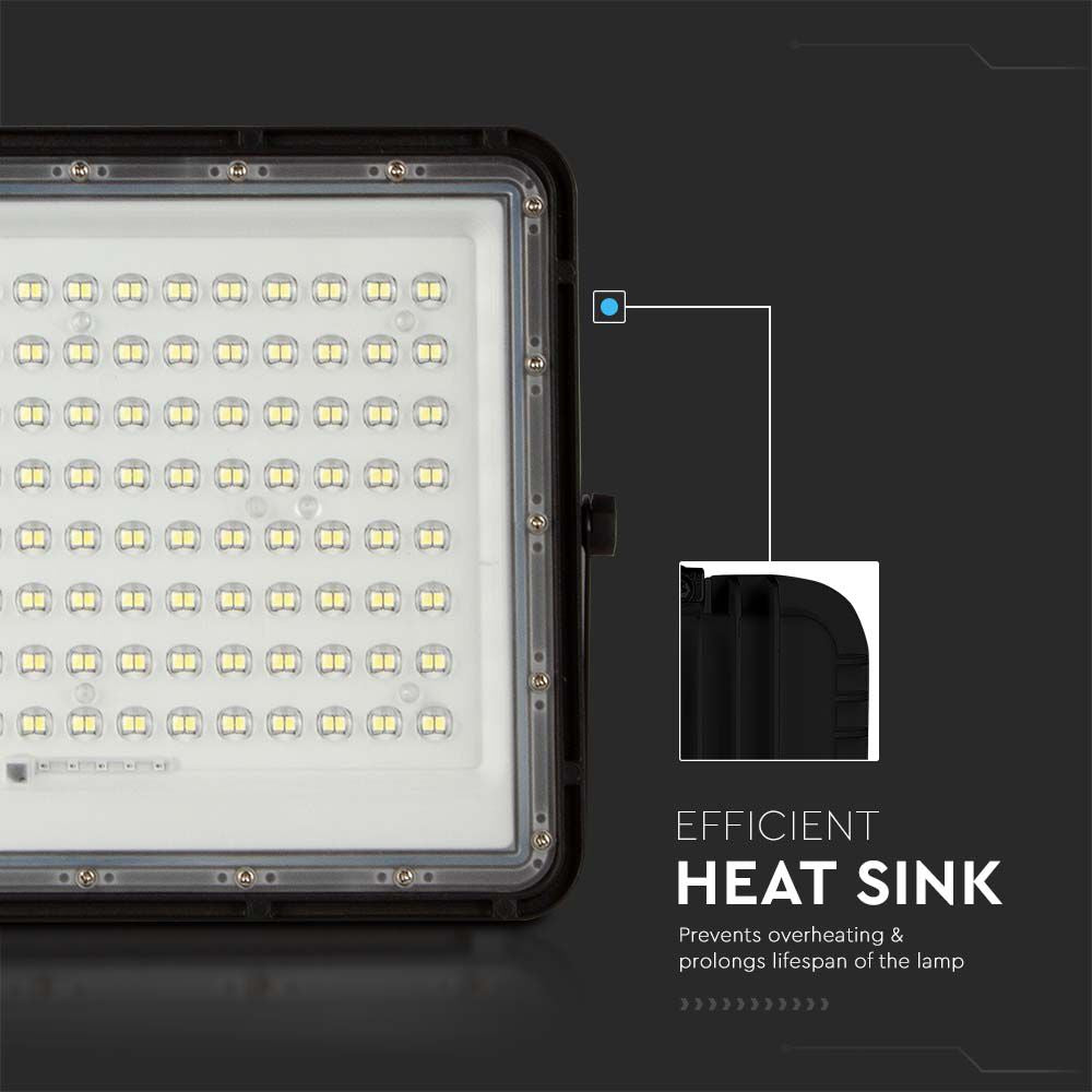 20W Solarny naświetlacz LED z czujnikiem zmierzchu / Panel z przewodem: 3m / Pilot / Bateria 16000mAh/ Barwa:4000K / Obudowa: Czarna
